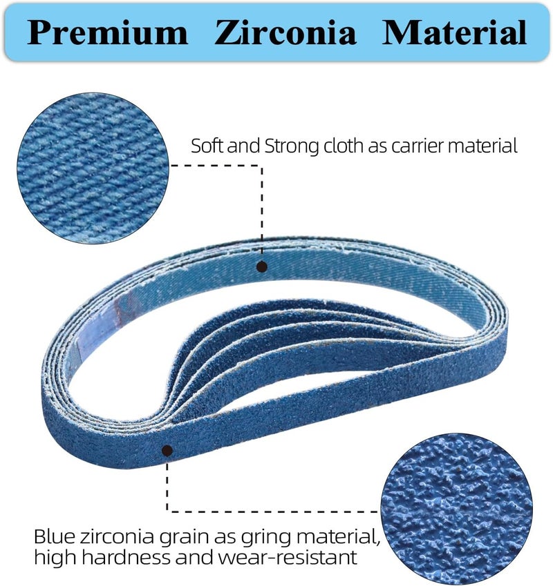 SHUTTLE GENIUS 30 Pcs 3/8x13 Inch Zirconia Sanding Belts, 60 Grit Zirconia Sanding Belts for Air Belt Sander, 3/8 x 13 Sanding Belts for Metal Grinding (3/8x13in, 60 Grit) - Image 4